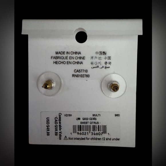 NWT Kate Spade Sweet Citrus Cubic Zirconia Post Earrings - Picture 5 of 5